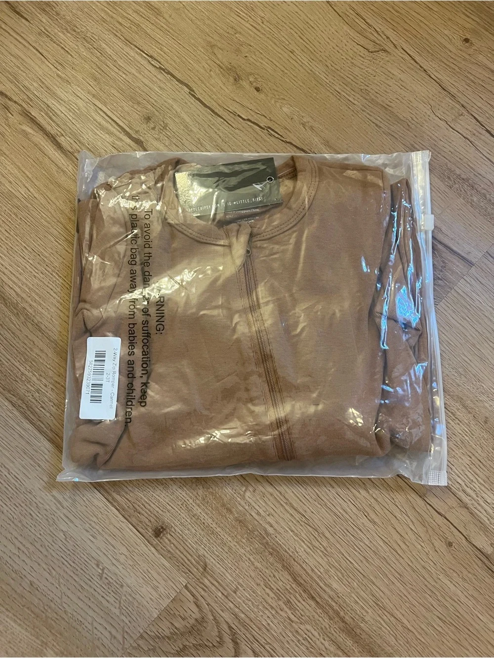Little Bipsy Tan/Brown Kids Pajama Zip One-Piece - Picture 3 of 4